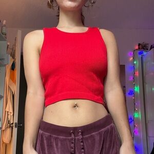 Red Cropped Tank Top